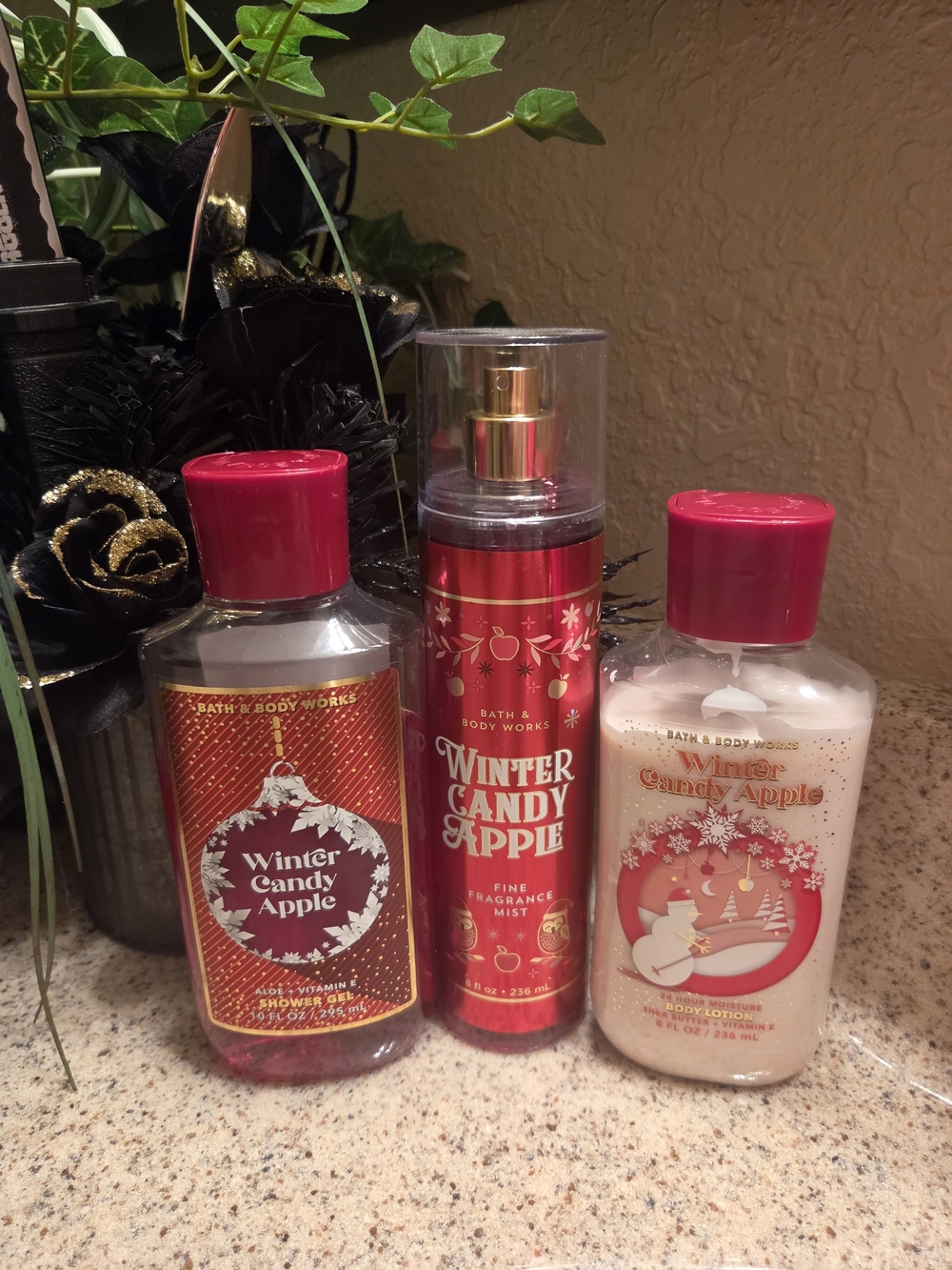 Bath & Body Works Winter Candy Apple Red Body Lotion, Shower Gel & Mist Set